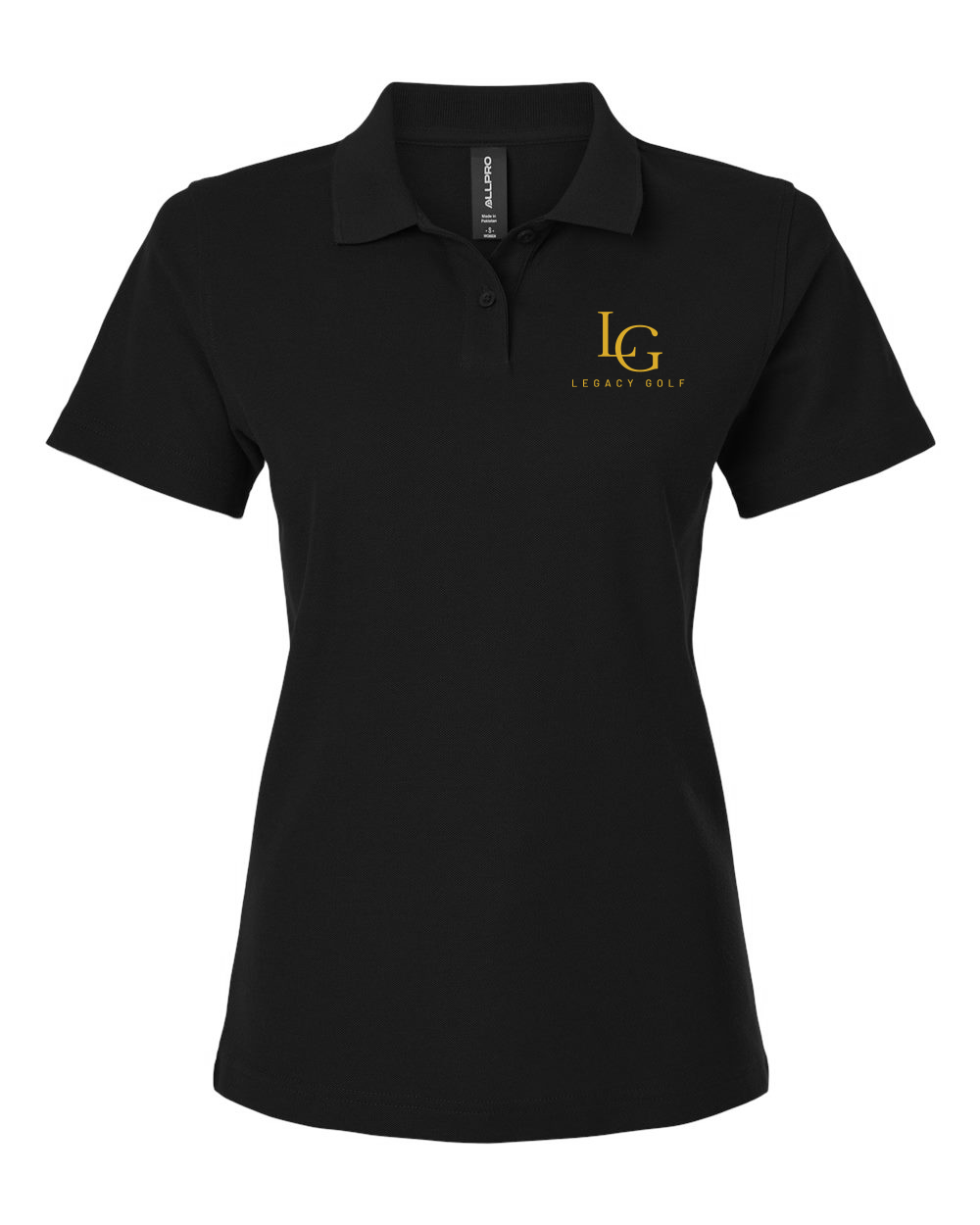 Premium Embroidered Women's Golf Polo (Black/White)